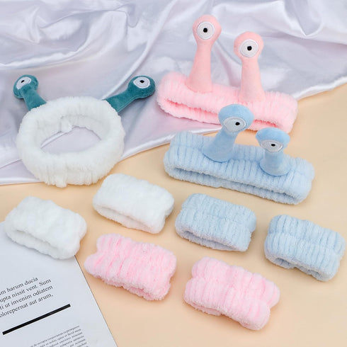 Canitor Snail Spa Headband Wrist Bands for Washing Face, Cute Animal Hair Band for Skincare, Funny Gifts