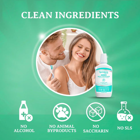 SprinJene Fluoride Free Mouthwash, Alcohol Free for Fresh Breath & Gum Health, 2PK with Black Seed Oil & Zinc