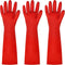 BOOMJOY Reusable Kitchen Gloves, Heavy Duty Dish Washing Gloves, 3 Pairs, Size-L, Red