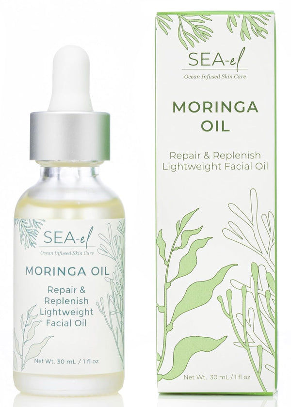 Moringa Seed Facial Oil Drops - Super Moisturizing Antioxidant-Rich Glow with Sea Kelp & Vitamin E, 1 Fl Oz