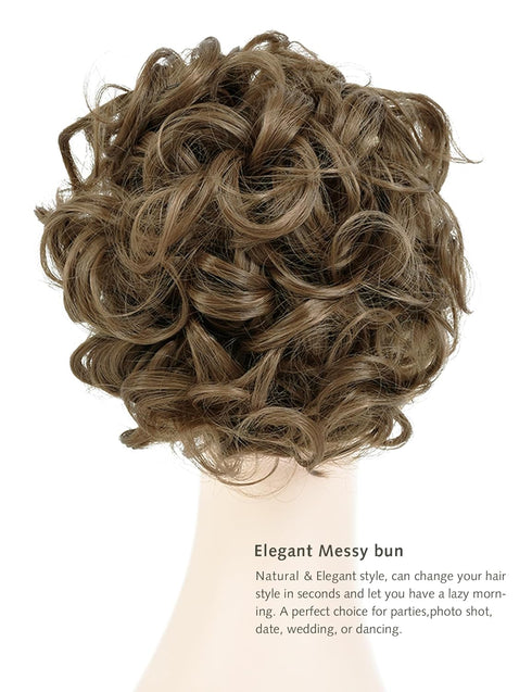 Yamel Messy Bun Hairpiece Updo Curly Bun Extension Combs in Light Brown for Women