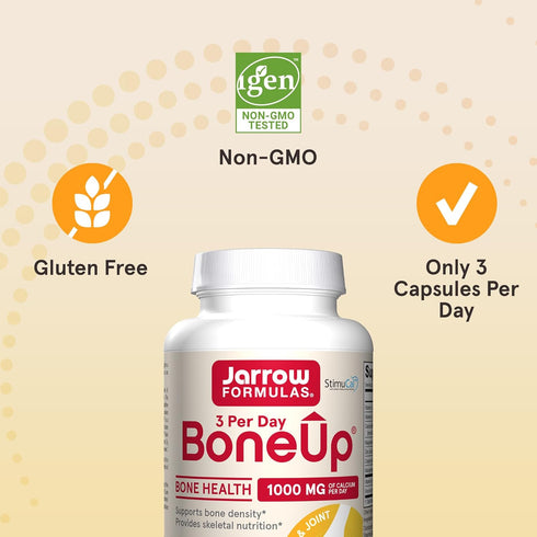 Jarrow Formulas BoneUp Three Per Day - 180 Capsules for Bone Support with Vitamin D3, K2 & 1000 mg Calcium