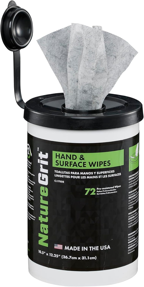 NatureGrit Hand & Surface Wipes, Heavy Duty Mechanic Hand Cleaning & Degreaser Wipes