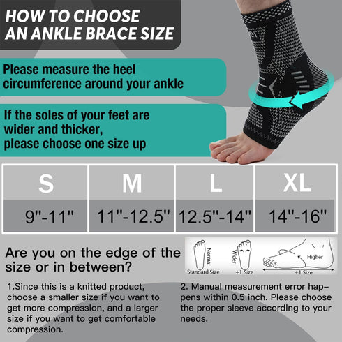 INDEEMAX Ankle Brace Compression Sleeve, Copper Infused Support for Sprained Ankle, Plantar Fasciitis, Sliver Black, M