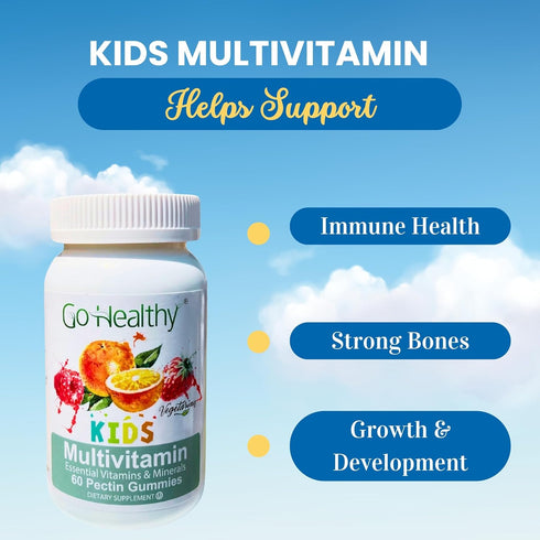 Go Healthy Kids Multivitamin Gummies - Immune Support, Kosher, Halal, Non-GMO, Gluten-Free, 30 Servings