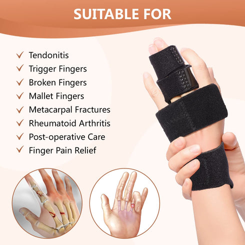 2 Finger Splint, Adjustable Finger Brace for Broken Fingers, Mallet Finger Splints, Arthritis Pain Relief (S/M)