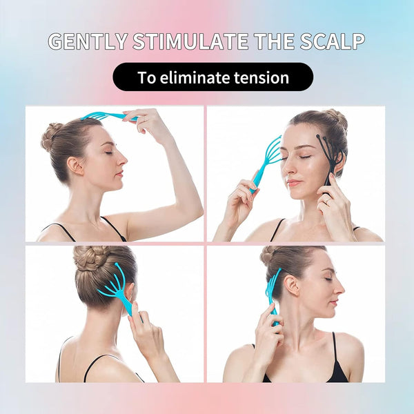 2Pack Head Massager for Hair Growth - Scalp Stimulating Handheld Massager for Deep Relaxation & Stress Reduction - Portable Spa Tool for Home, Office, and Travel (Blue+Pink)