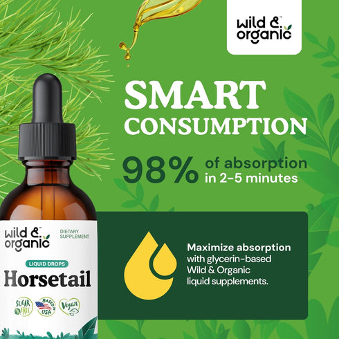 Horsetail Horsetail 2 oz Wild & Organic Extract Drops - Hair Skin Nails Support - Liquid Supplement - Herb Powder Based