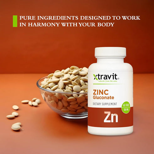 Immune 100 60 Zinc Supplement Natural Balance Supplements for Men & Women - Support Skin, Hair, Nails, & Overall