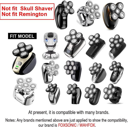 WAHFOX 7D Universal 7 Heads for HeadShaver - Replacement Blades for Electric Razor Shaver, Easy Install