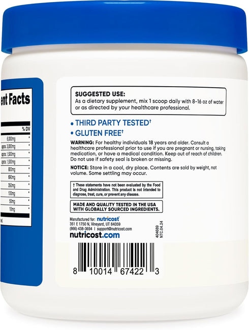 Nutricost EAA Powder - 30 Servings Unflavored Essential Amino Acids, Non-GMO, Gluten Free