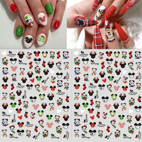 4 Sheets Christmas Nail Art Stickers, Cute Cartoon Self-Adhesive 3D Charms for Women Girls