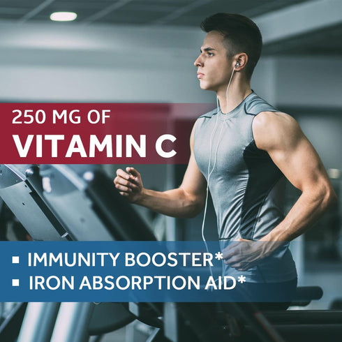Doctor's Recipes Iron Supplement 65 mg with Vitamin C for Red Blood Cells and Immunity Health
