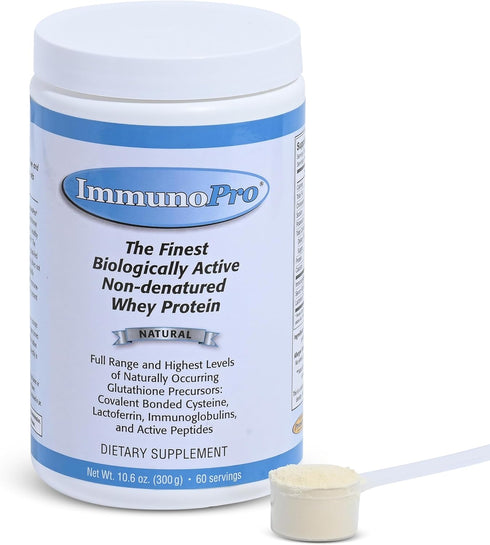 ImmunoPro Grass Fed Whey Protein Powder, 300g, Clean Unflavored Concentrate for Immune Systems