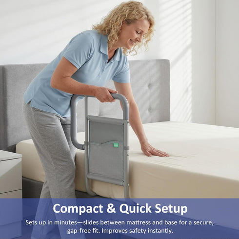 Xentrawave 350 LBS, Bed Rails for Elderly Adults, ASTM Approved Bed Assist Rail with Dual Non-Slip Handles for Easily