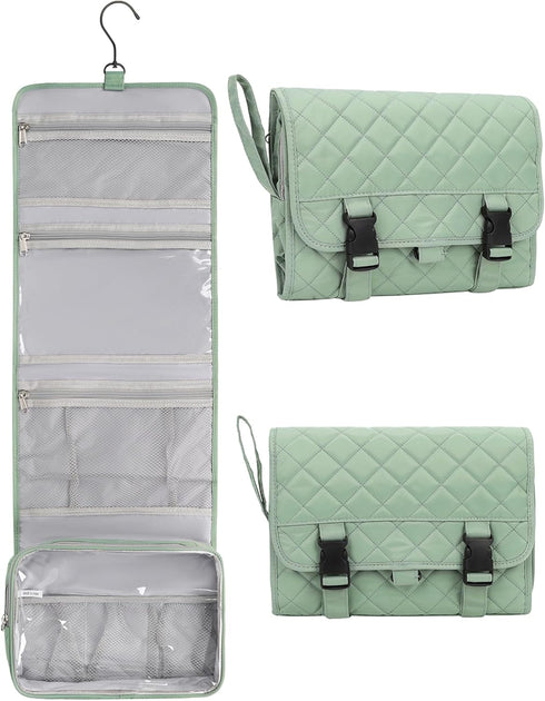Relavel Travel Hanging Toiletry Bag for Men Women, Waterproof Large Makeup Organizer, Shaving Bag, Cosmetic Case (Green