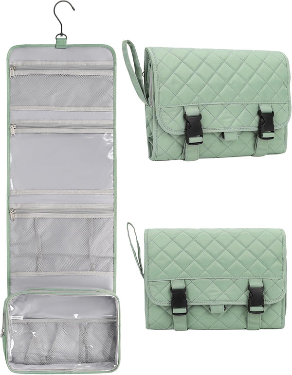 Relavel Travel Hanging Toiletry Bag for Men Women, Waterproof Large Makeup Organizer, Shaving Bag, Cosmetic Case (Green