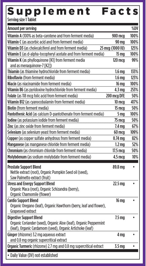 New Chapter Men's Multivitamin 40 Plus for Energy, Heart, Prostate + Immune Support, 72 ct, Organic Vegetables & Herbs