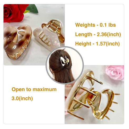 Metal Hair Clips, Claw Clips for Thick and Thin Hair, Strong Hold Hair Accessories for Women, 2 Pcs