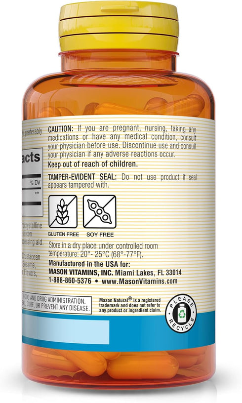 MASON NATURAL NAC N-Acetyl L-Cysteine 500 mg - Immune System Booster, Cellular Health Support - 60 Capsules
