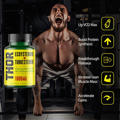 Turkesterone + Ecdysterone Anabolic Supplement - 120 Caps (2 Months) - 1000mg, 98%-95% Purity, ISO 17025 Certified