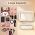 Travel Clear Makeup Bag, Portable Cosmetic Organizer Storage Bag, Leather Makeup Case with Brush Bag, Waterproof,