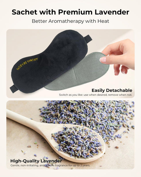 Aroma Season Heated Eye Mask - Warm Eye Compress for Dry Eyes with Graphene Heating Element and Lavender Pack
