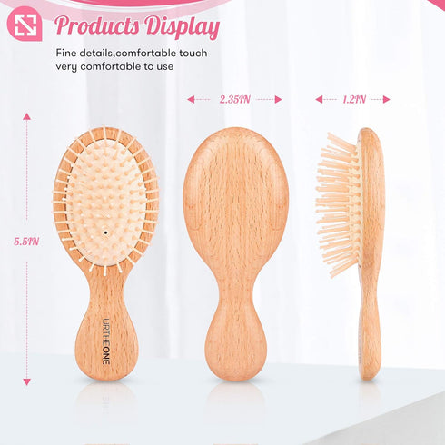 Mini Hair Brush - Detangling Brush for Thick Curly Thin Long Short Hair, Pocket Travel Paddle Brush