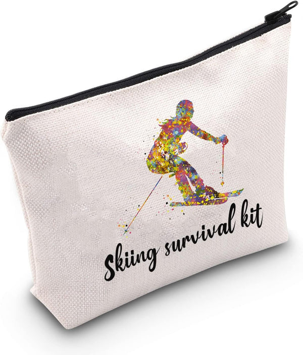 POFULL Skiing Bag, Skiing Team Gifts, Survival Kit for Ski Lover Enthusiasts Cosmetic Bag