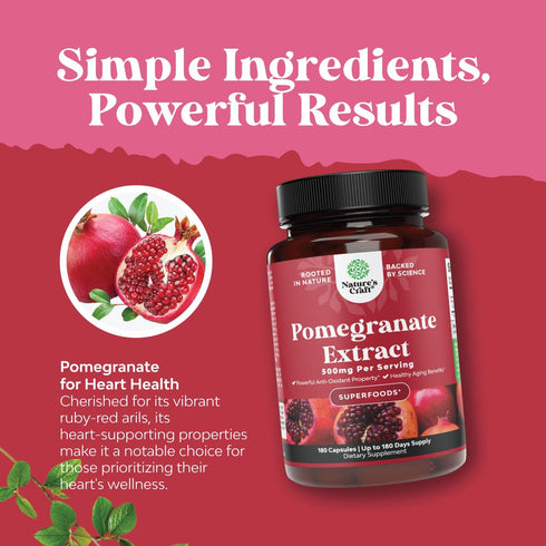 Advanced Antioxidant Superfood Pomegranate Supplement - Natural Pomegranate Extract Polyphenols for Heart Health &