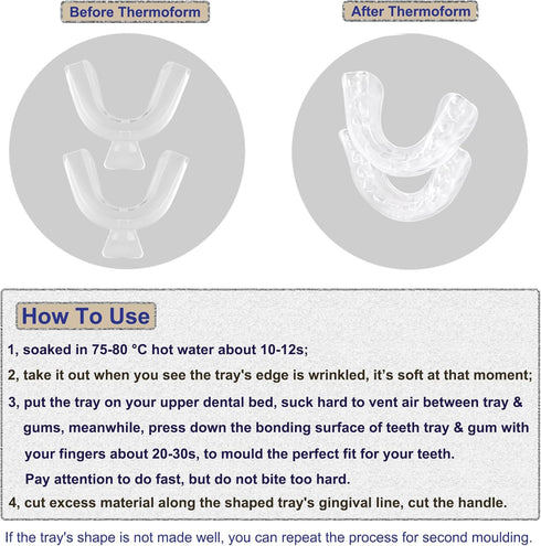 Piullzze 6PCS 2 Teeth Whitening Tray Kit Mouth Trays, Thermoform Moldable Teeth Tray for Whitening & Tooth Boxes, Oral