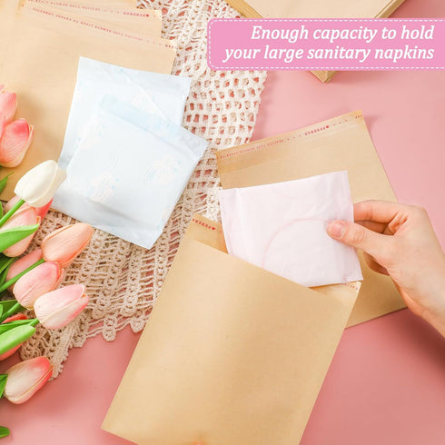 200 Pcs Feminine Hygiene Disposal Bags, Large Sanitary Napkin Disposal Bags, 7.87 x 6.3 Inch, Bulk Disposable Kraft Bags