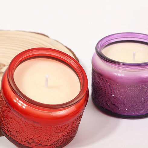 T-shin Jar,230G Embosse Scented Candle Glass in Perfume Floral Soy Wax Aroma Candle for Wedding Anniversaries Birthday