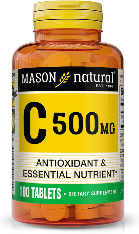 MASON NATURAL Vitamin C 500 mg - 100 Tablets for Healthy Immune System, Antioxidant & Essential Nutrient