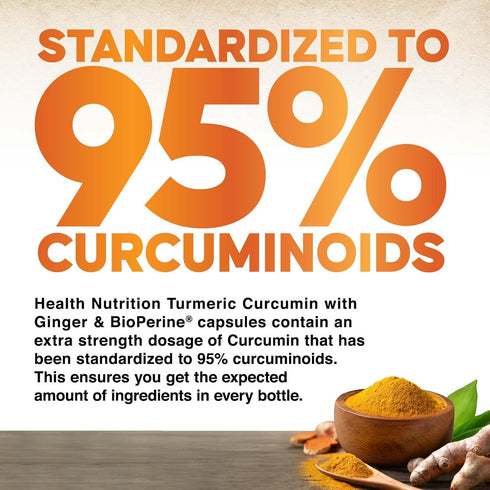 Turmeric Curcumin Supplement 2600mg with Organic Ginger & Turmeric, 95% Curcuminoids, BioPerine for Best Absorption