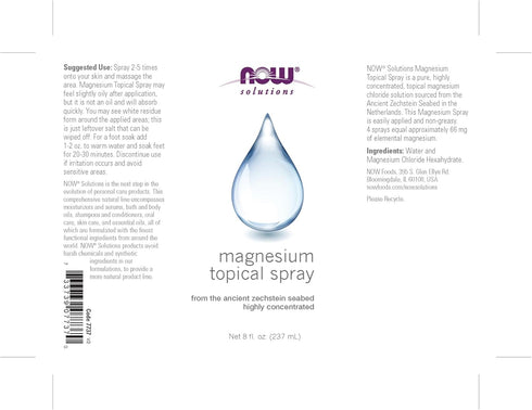 NOW Foods Magnesium Topical Spray - Highly Concentrated, 8 Fl Oz from Ancient Zechstein Seabed