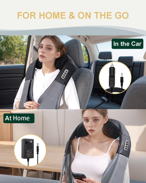Neck Massager with Heat, Shiatsu Shoulder and Back Massager, Electric Kneading Back Massager, Massage Pillow for Deep