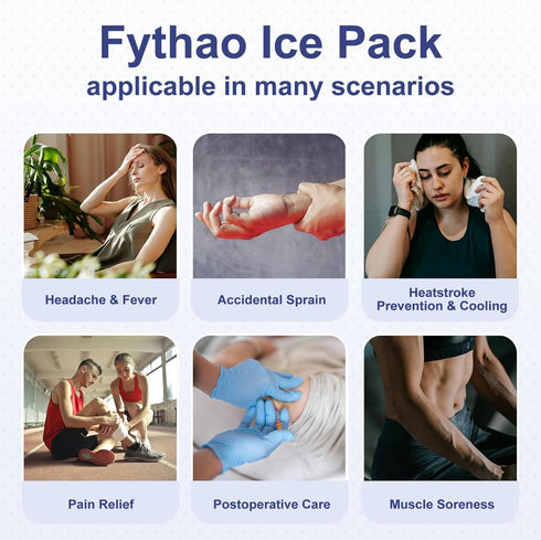 Ice Pack for Injuries, Reusable 2Pcs, Hot Water Bag for Therapy, No-Leak Elastic Ice Bag, Size 9" (Blue)