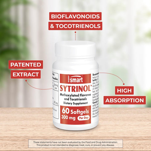 Supersmart Sytrinol Supplement - 300mg per Day, High Absorption, Gluten Free, 60 Softgels