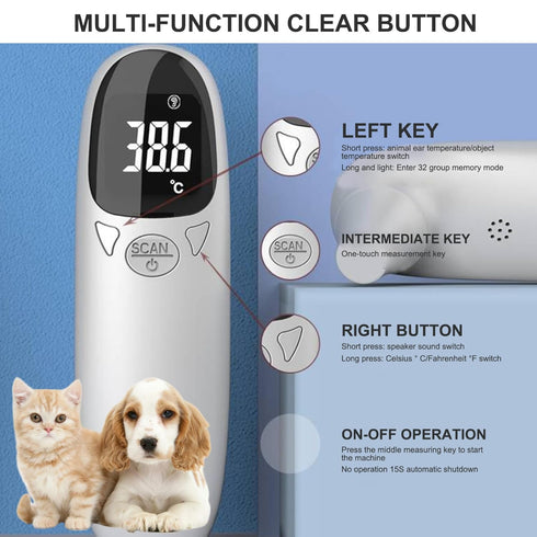 QCdeSoulBLV 32-42.9 5x1.5 Ear Thermometer for Pet, Accurate Ear Temperature Thermometer, Digital USB Rechargeable