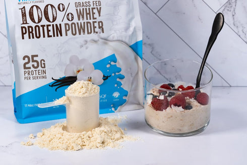 WILD SOCIETY Premium 100% Grass Fed Whey Protein Powder, Vanilla Bean, 25g Protein, 17.5 oz