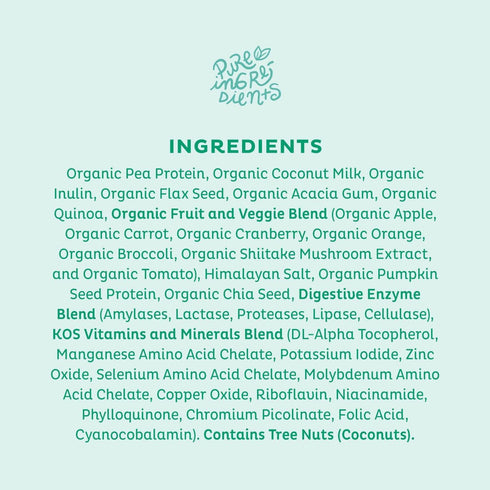 KOS Vegan Protein Powder, Unflavored & Unsweetened, Low Carb Pea Protein Blend, Organic Superfood, Meal Replacement for
