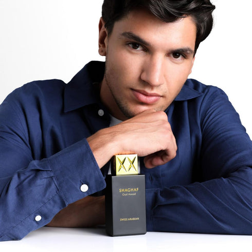 Swiss Arabian Shaghaf Oud Aswad, Luxury EDP Spray Fragrance from Dubai, Long Lasting Signature Aroma, 2.5 Oz