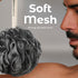 MainBasics Bath Shower Loofah Sponge Pouf, Body Scrubber Exfoliator Body Wash Sponge (Set of 3, Black Ice)
