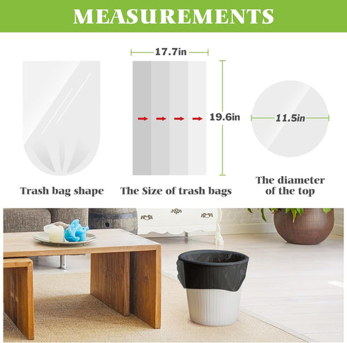Teivio 4 Gallon Strong Trash Bags, 200 Counts, Black Garbage Bags for Bathroom, Home, Office