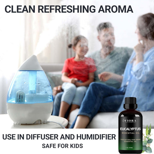 Eucalyptus Essential Oil - 100% Pure for Diffuser, Humidifier, Sinus, Cold, Aromatherapy, Natural Oil for Skin