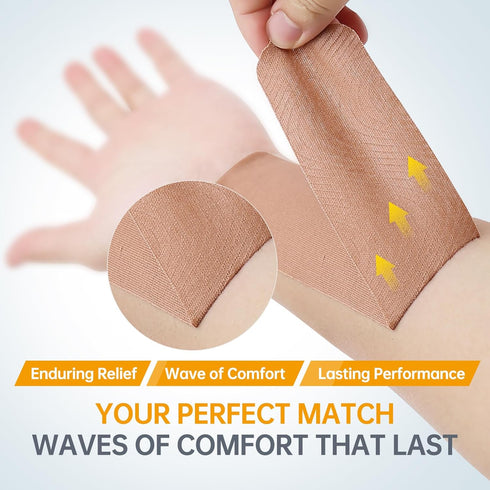 Dimora Uncut Kinesiology Tape, 4 Rolls Pure Cotton Elastic Athletic Tape for Muscle Pain Relief