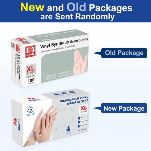 squish Disposable Gloves, Clear Vinyl Gloves, Latex Free Powder-Free Cleaning Health Gloves for Kitchen Cooking,