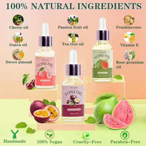 Wovarkie 3 PCS Yoni Oil for Women pH Balance, Feminine Deodorant Vaginal Moisturizer, Feminine Care All Natural Yoni
