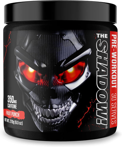 JNX SPORTS The Shadow! 350mg Caffeine Hard Core Preworkout, Electric Energy, Mental Focus, Fruit Punch, 30 Servings